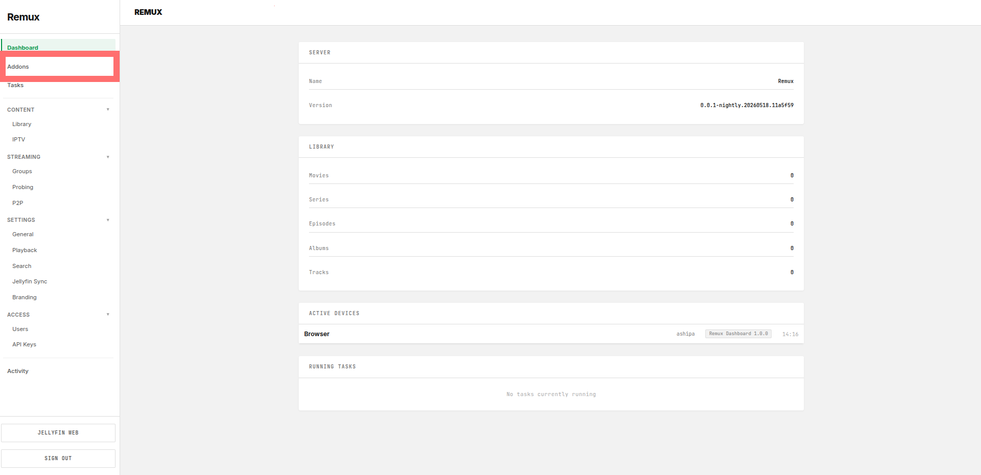 Addons Panel
