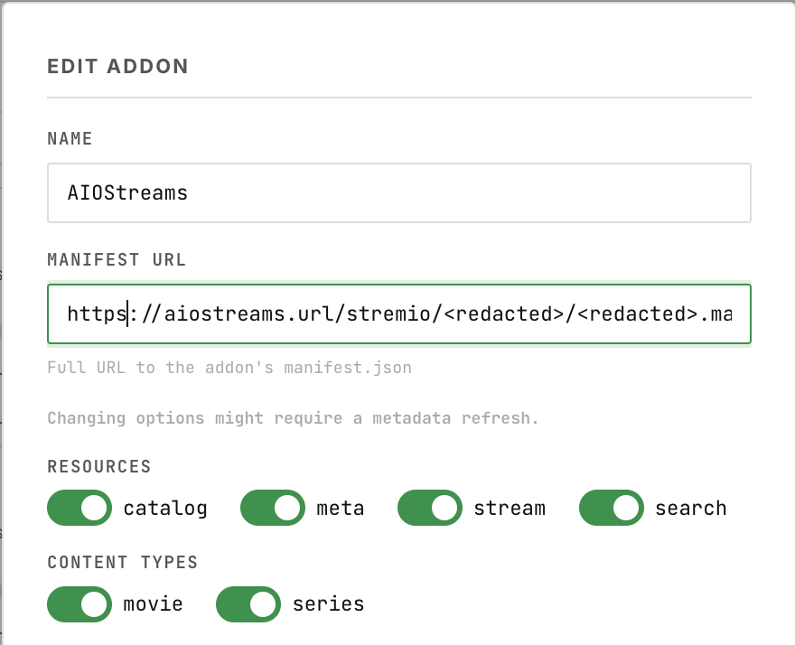 Addon configuration 2